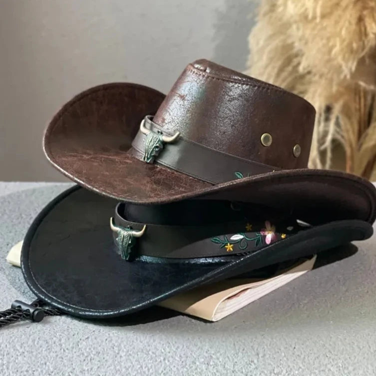 Leather Bull Cowboy Hat